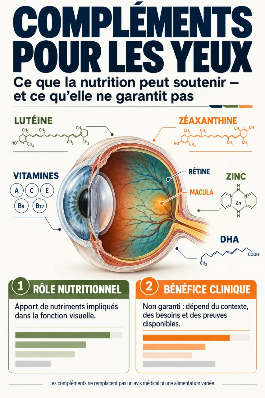Compléments alimentaires yeux : rôle de la lutéine, de la zéaxanthine et du DHA dans la rétine