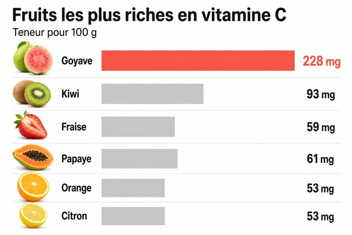Vitamines fruit : comparatif des fruits les plus riches en vitamine C