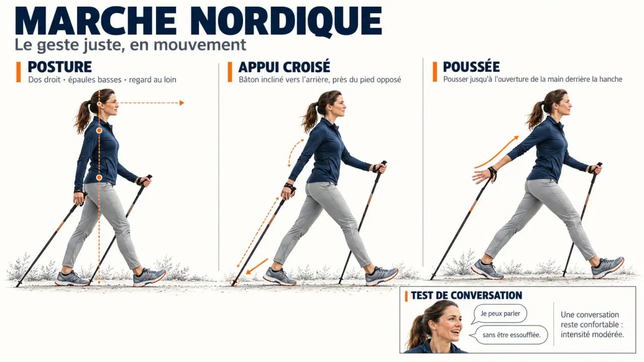 Méthode d'entraînement nordique pour la perte de poids : posture, poussée des bâtons et intensité modérée