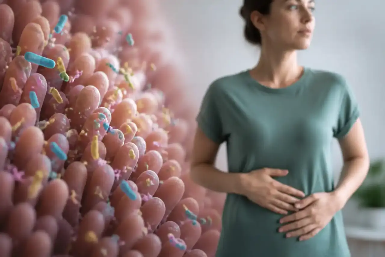 Illustration scientifique sur le microbiote intestinal et l'immunité