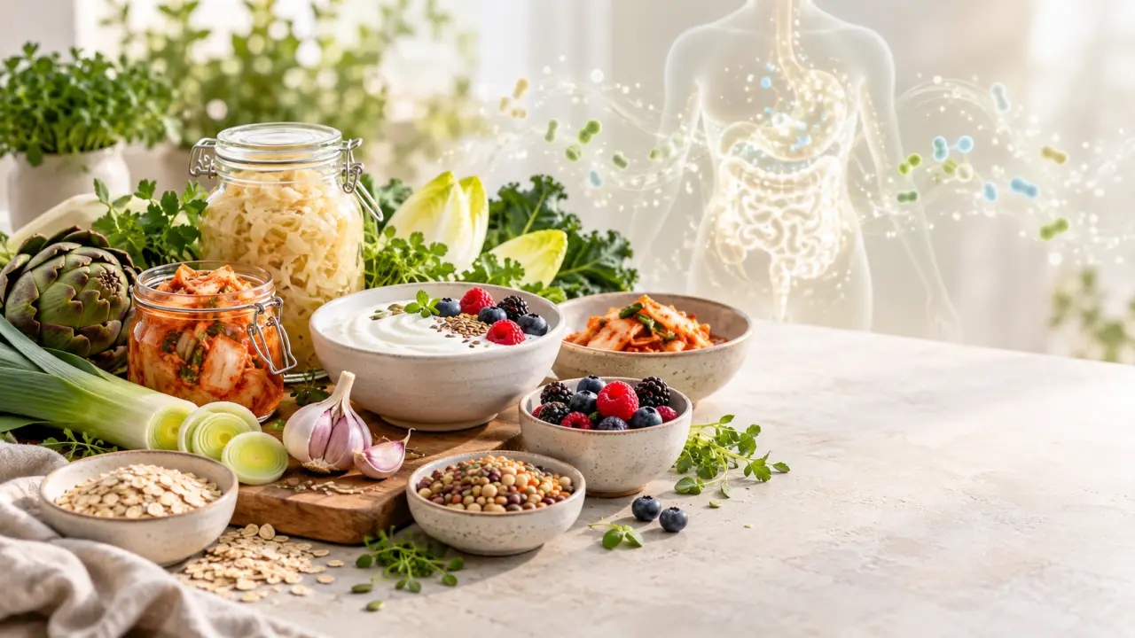 Aliments riches en fibres et végétaux associés à la santé du microbiote intestinal