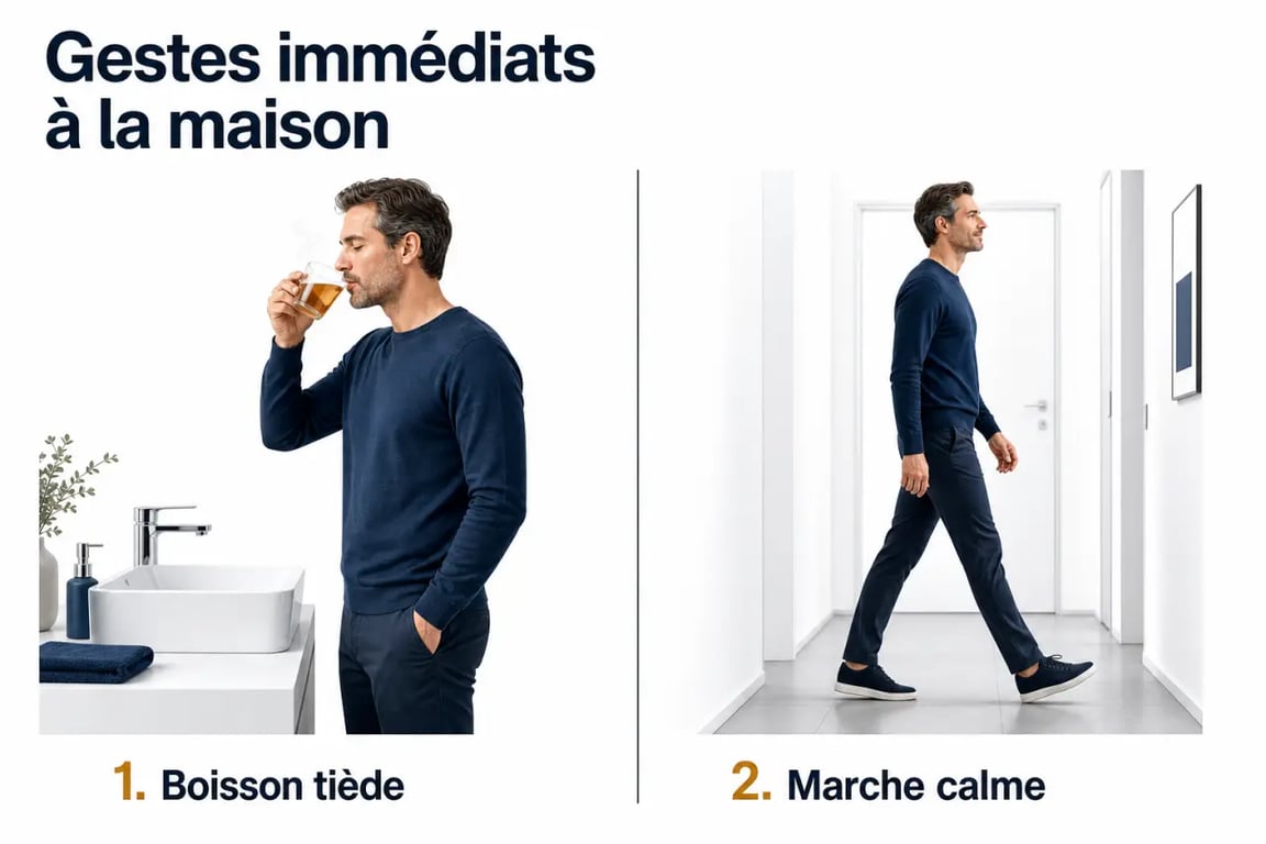 Comment faire sortir un caca bloqué rapidement position : gestes à faire à la maison avec boisson tiède et marche douce
