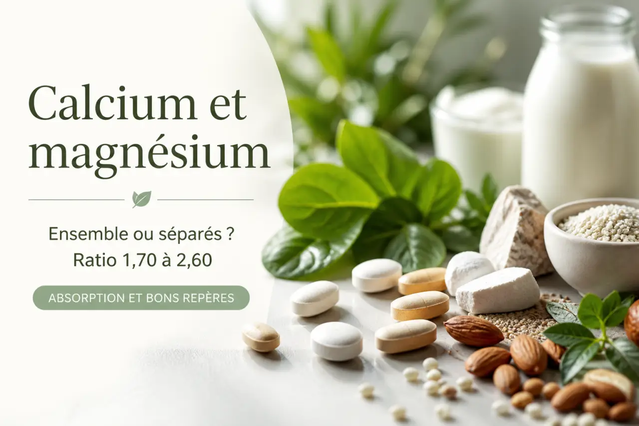 Calcium et magnésium, ensemble ou séparés ? Ratio 1,70 à 2,60, absorption et bons repères