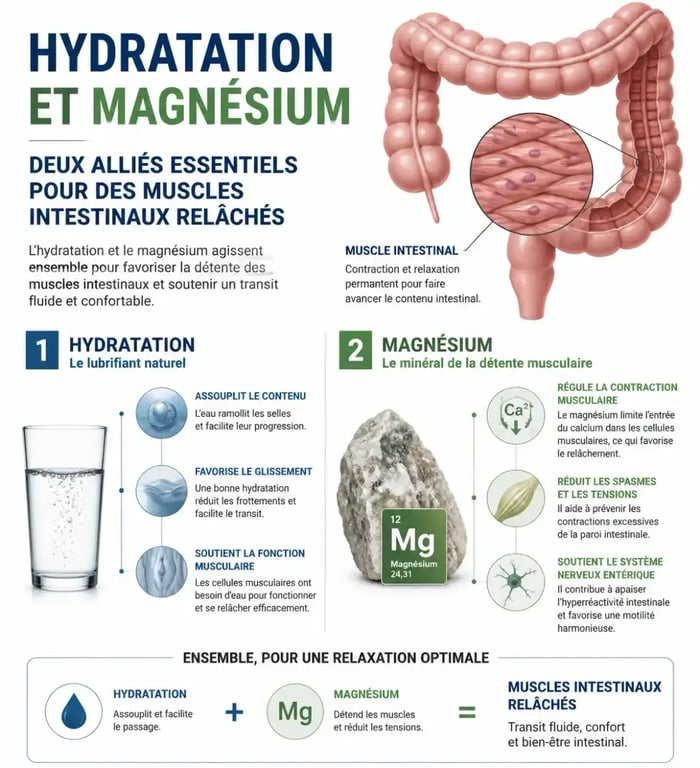 Hydratation et magnésium pour soulager la constipation lors du sevrage tabagique